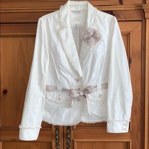 WHBM Adorable Belted White Blazer size 12